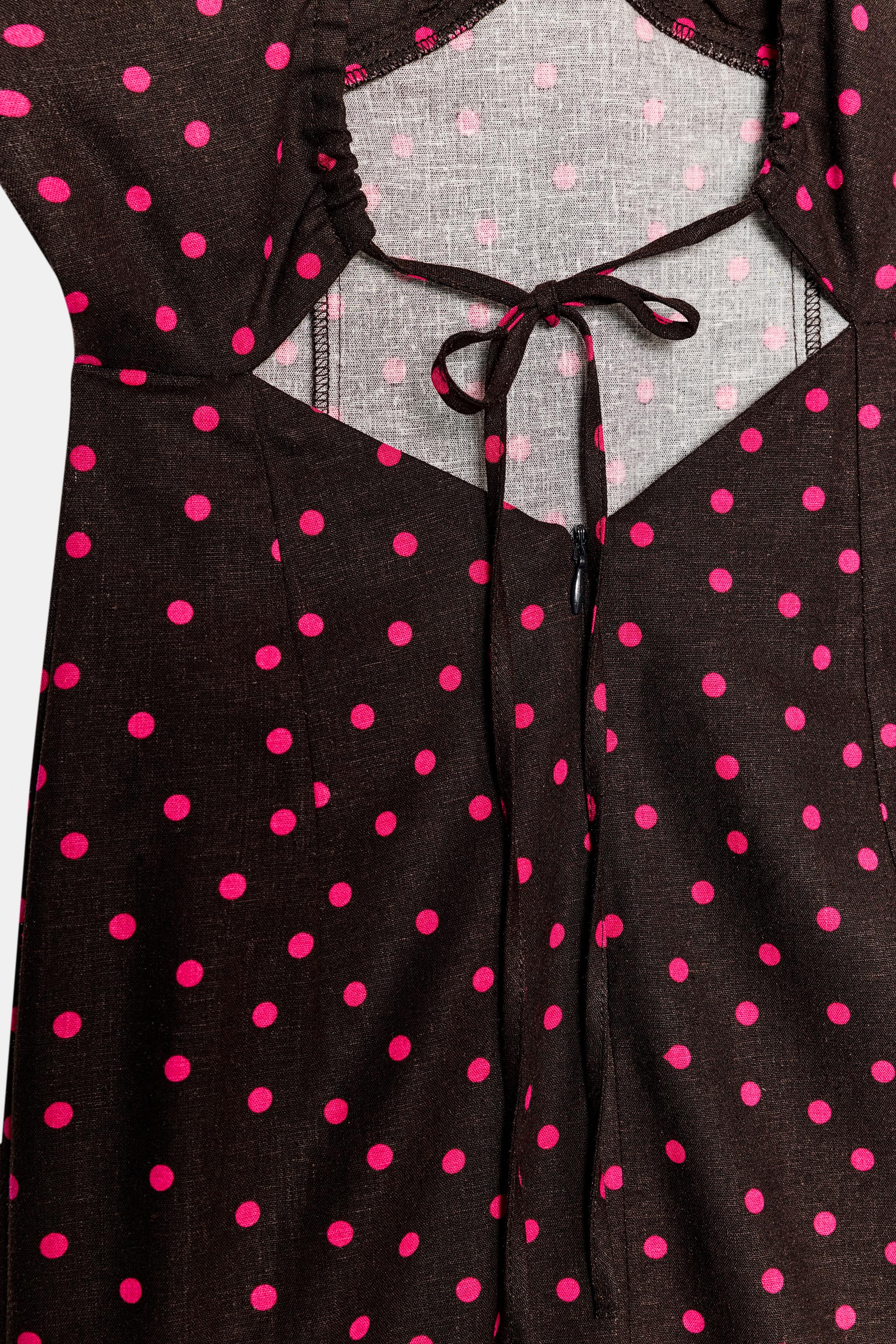 LINEN POLKA DOT MIDI DRESS